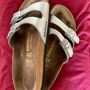 Silver Birkenstocks. Women’s Size 41 (10.5 US) EUC